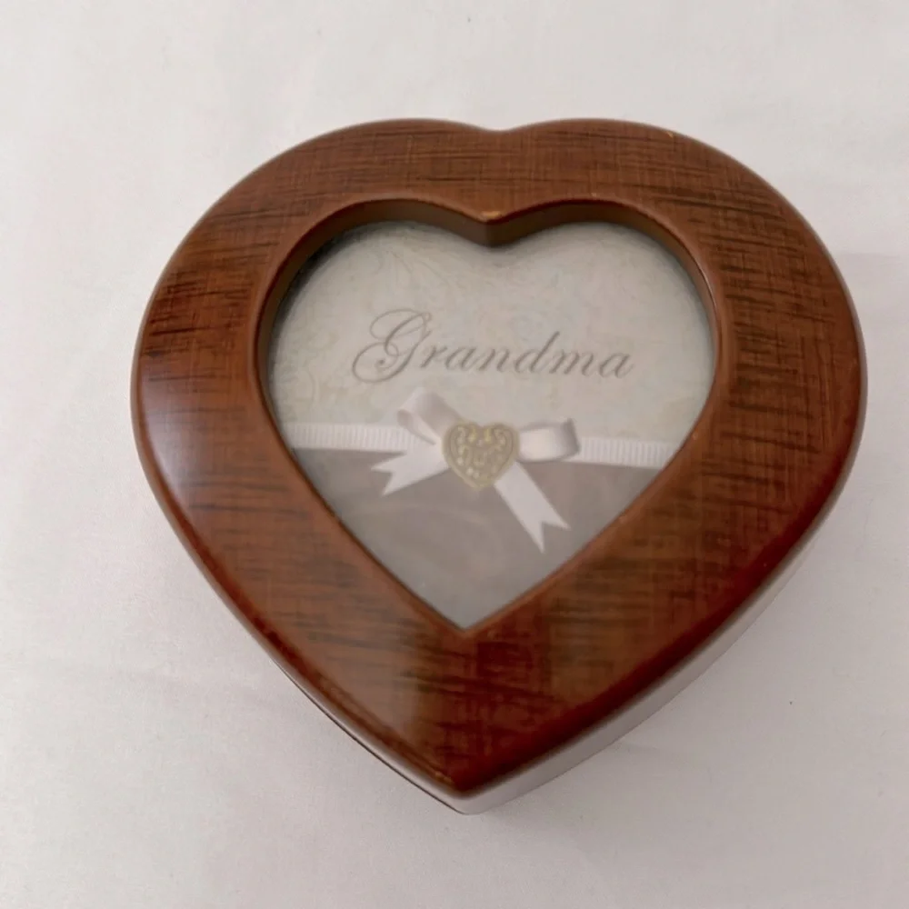 Heart Trinket Box For Grandma Acrylic Wood Grain trinket Box